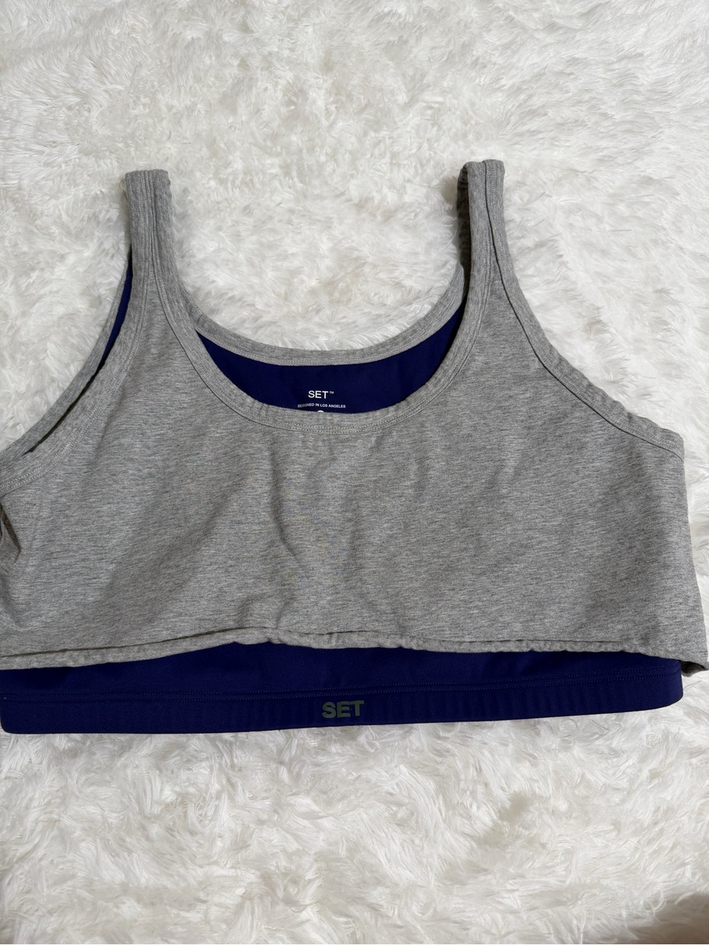 SET ACTIVE XXL Sportbody sports bra tank top workout blue grey gym gear Pilates